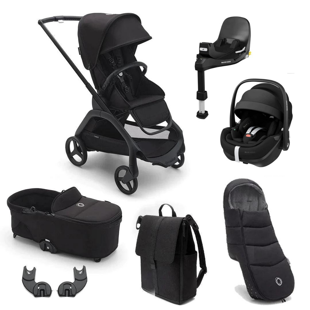 Bugaboo Dragonfly + Pebble 360 Pro Ultimate Travel System Bundle - Midnight Black