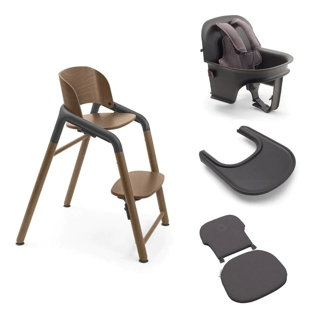 Bugaboo Giraffe Highchair + Complete Baby Set - Wood/Grey
