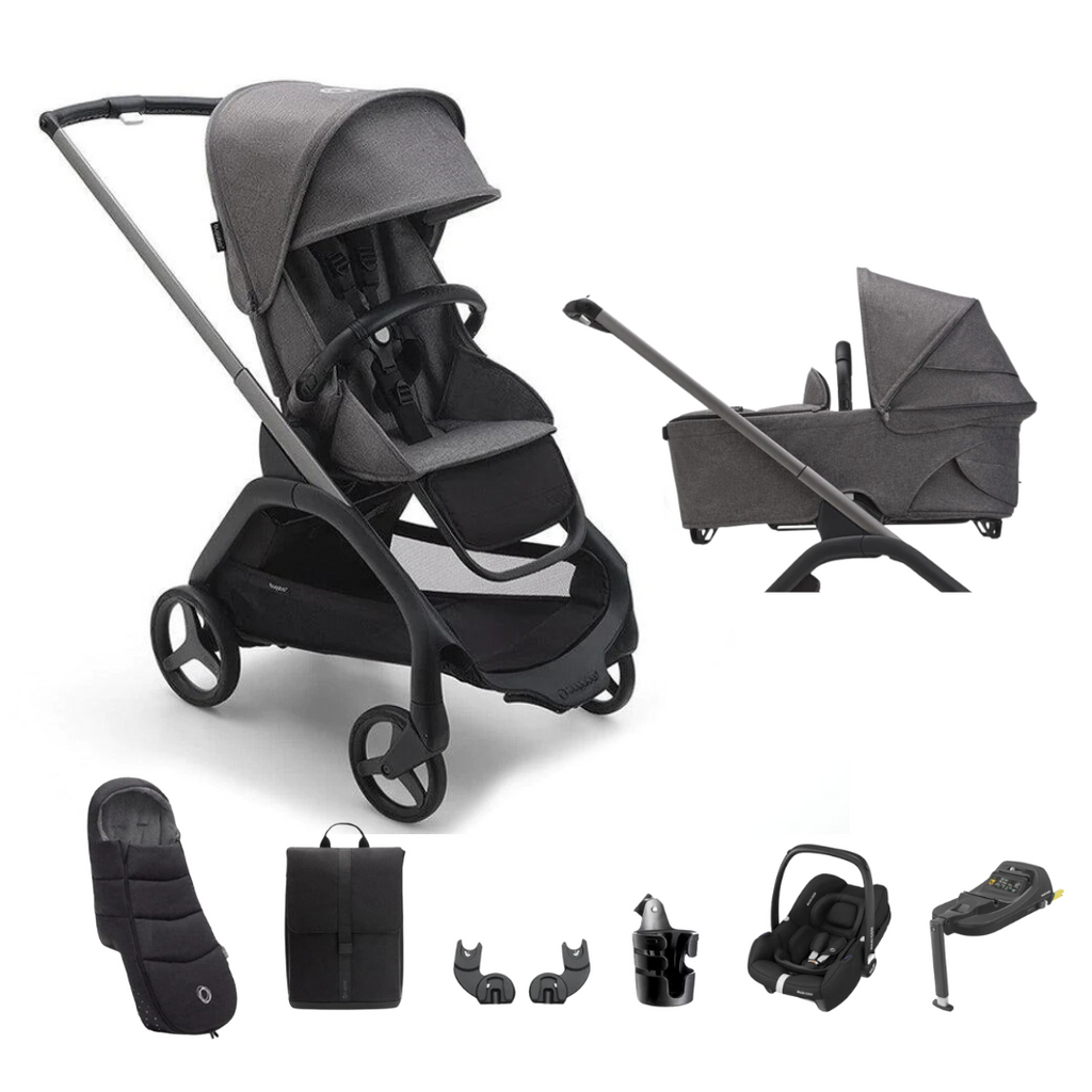 Bugaboo Dragonfly + Cabriofix Ultimate Travel System Bundle - Grey Melange