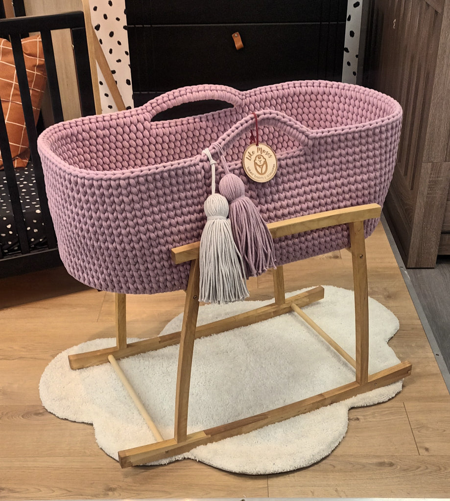 Crochet Moses Basket - Lilac Pink