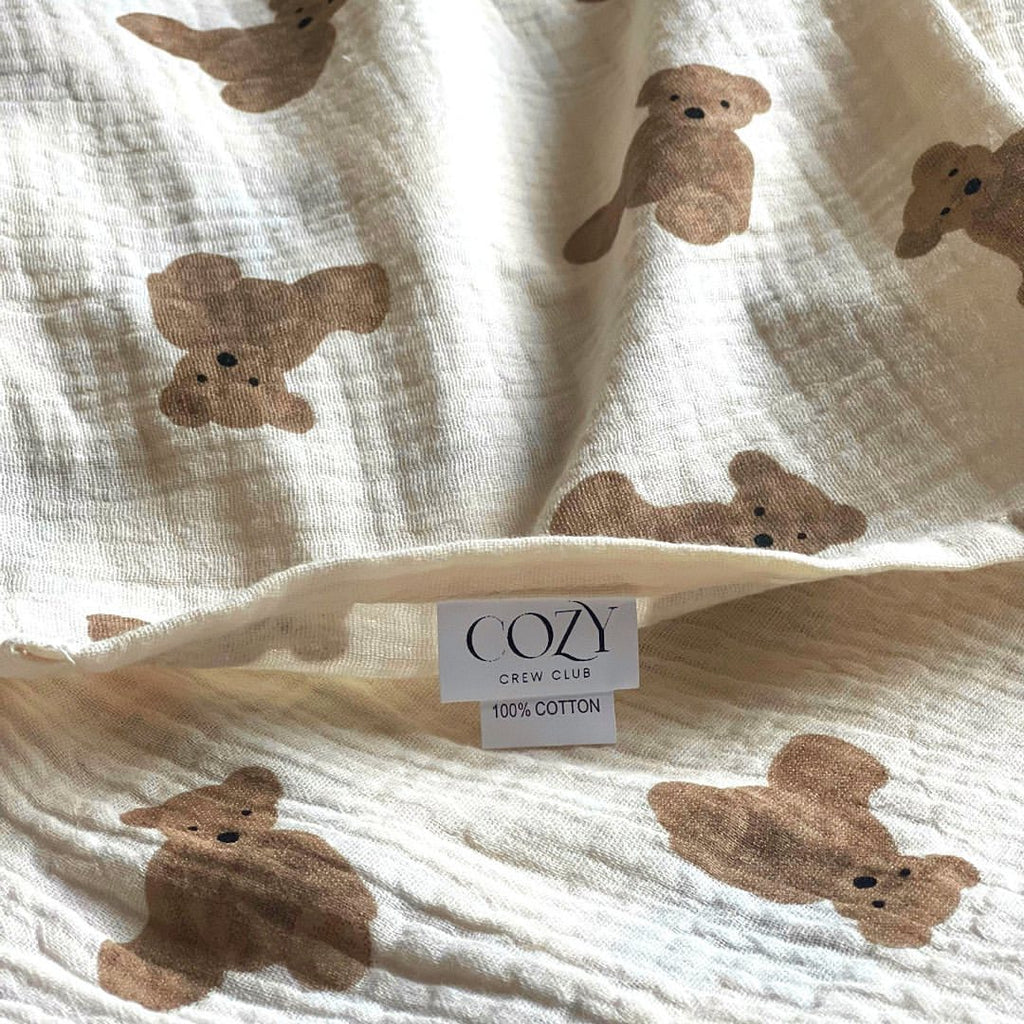 Cozy Crew Club The Bear Muslin Blanket Swaddle