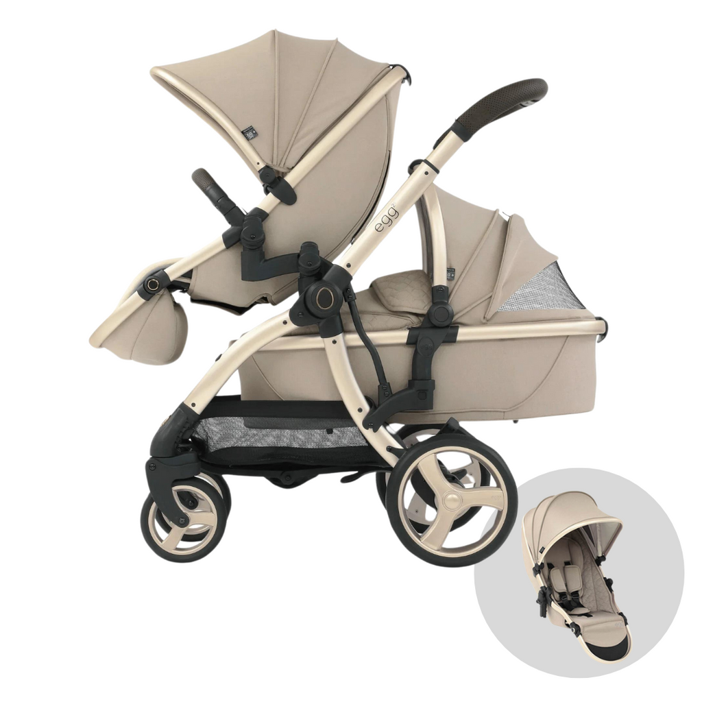 Egg3 Double Pushchair & Carrycot - Feather