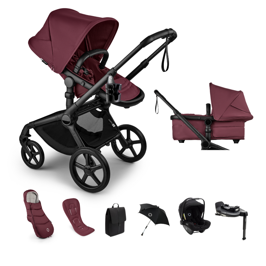 Bugaboo Fox 5 RENEW Pushchair Turtle Air Bundle | Dark Cherry