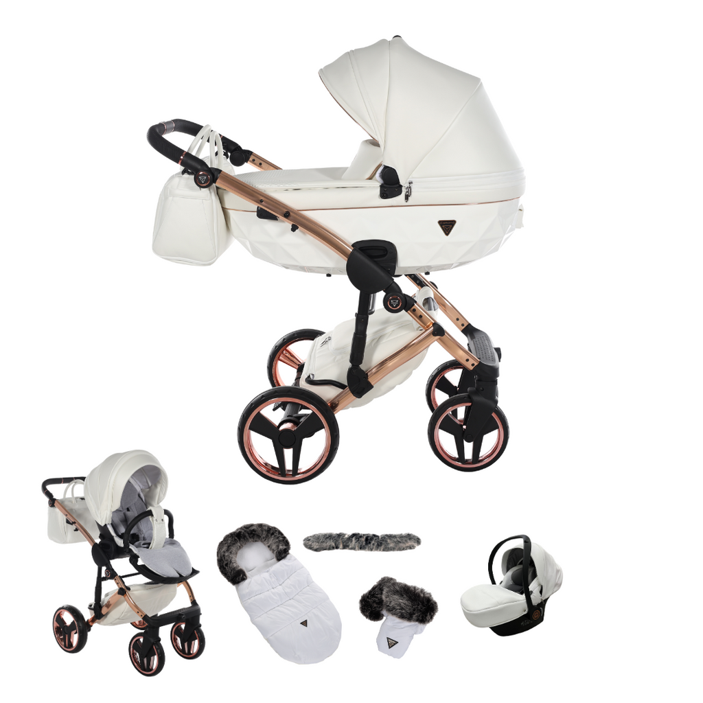 Junama Individual Fluo 3in1 Travel System | White Rose Gold