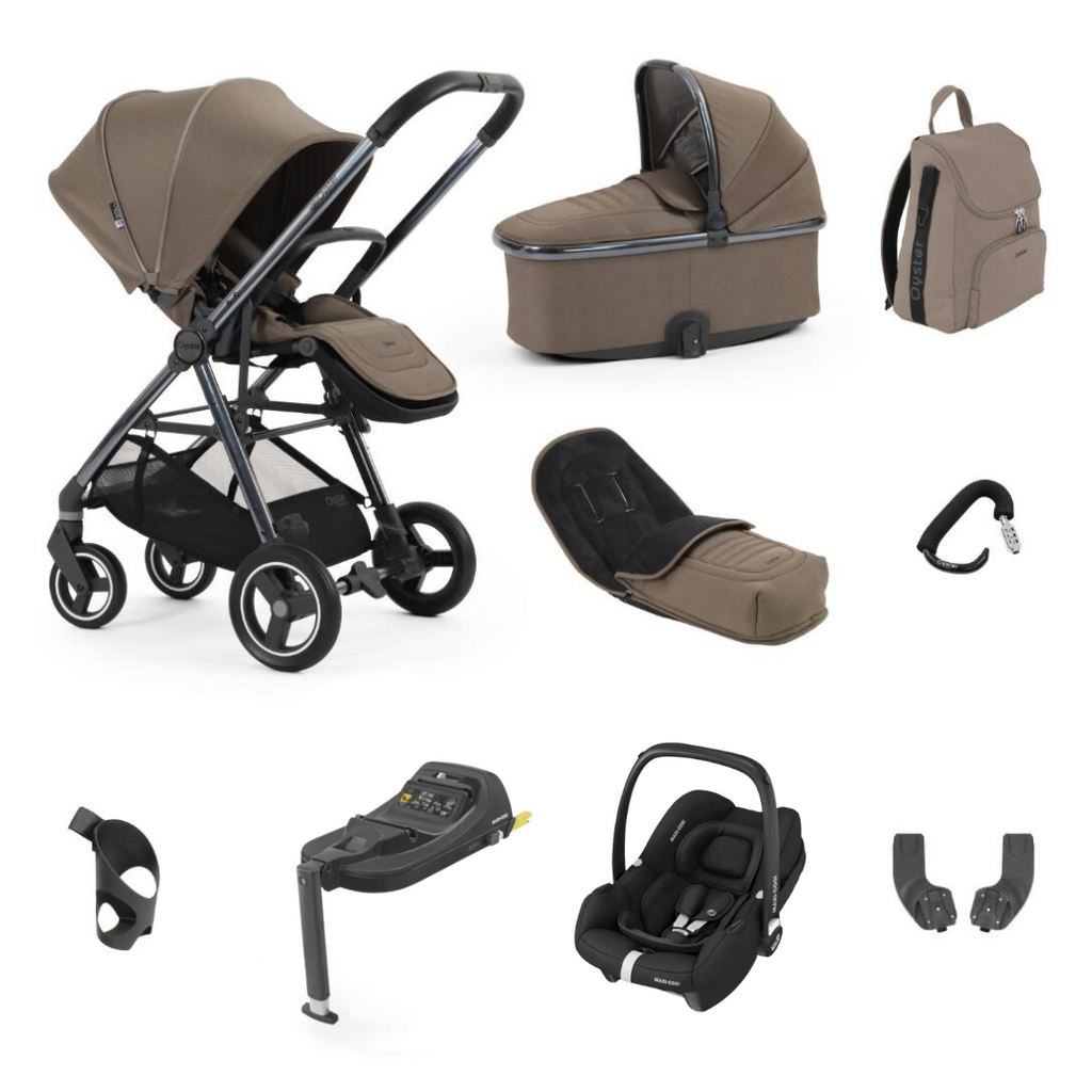 Oyster Gravity+ Stroller 9 Piece Cabriofix Bundle | Mink