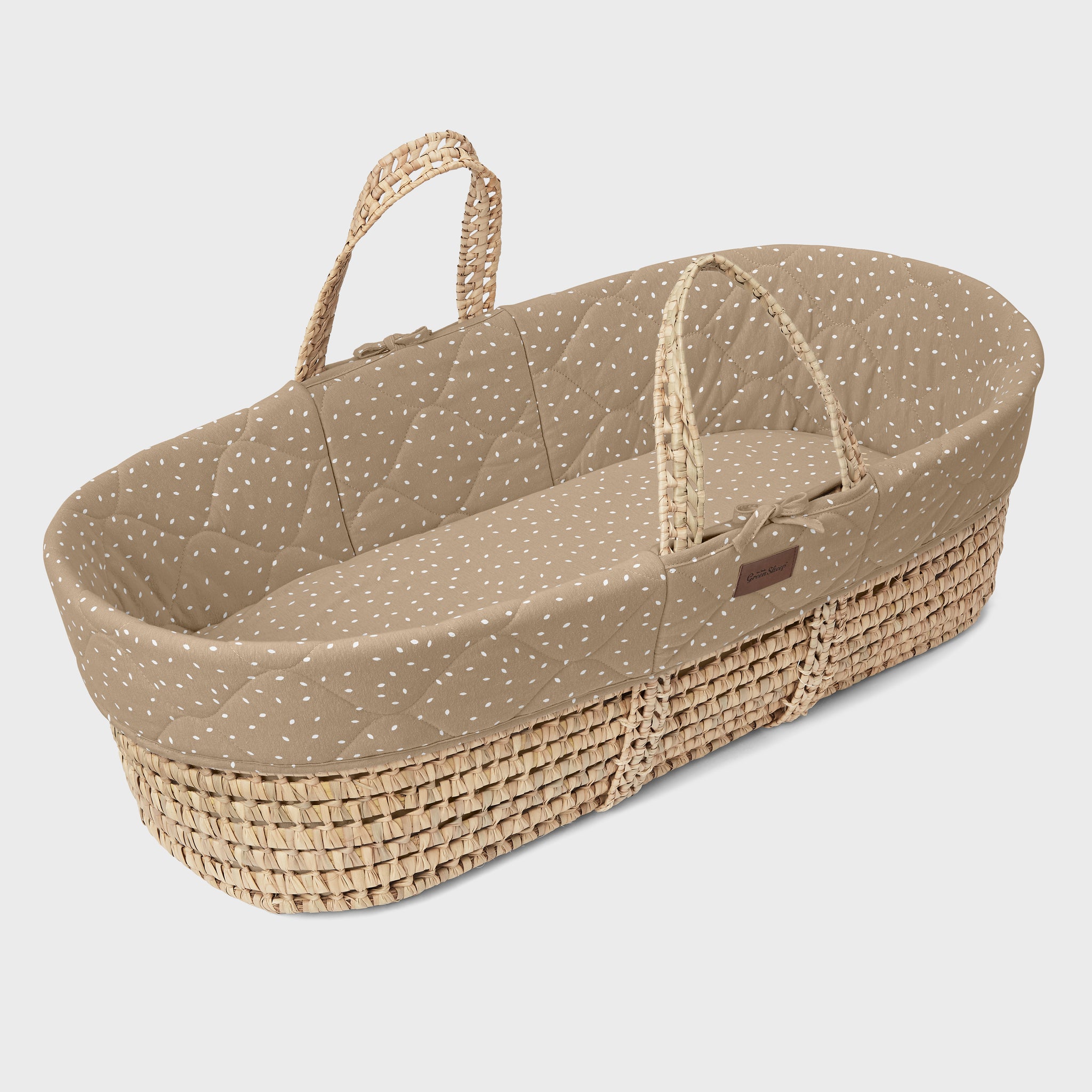 The Little Green Sheep Quilted Moses Basket Mattress Truffle Rice