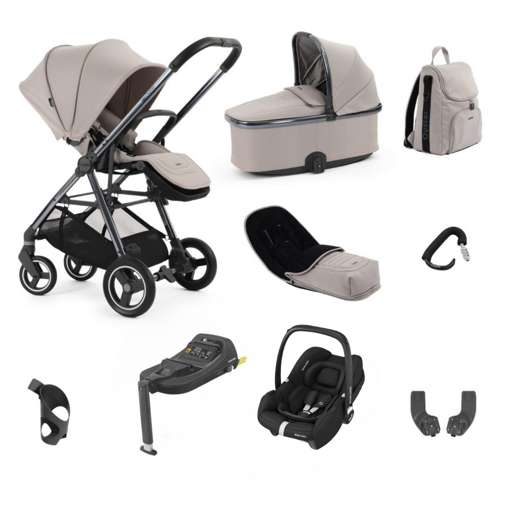 Oyster Gravity+ Stroller 9 Piece Cabriofix Bundle | Stone