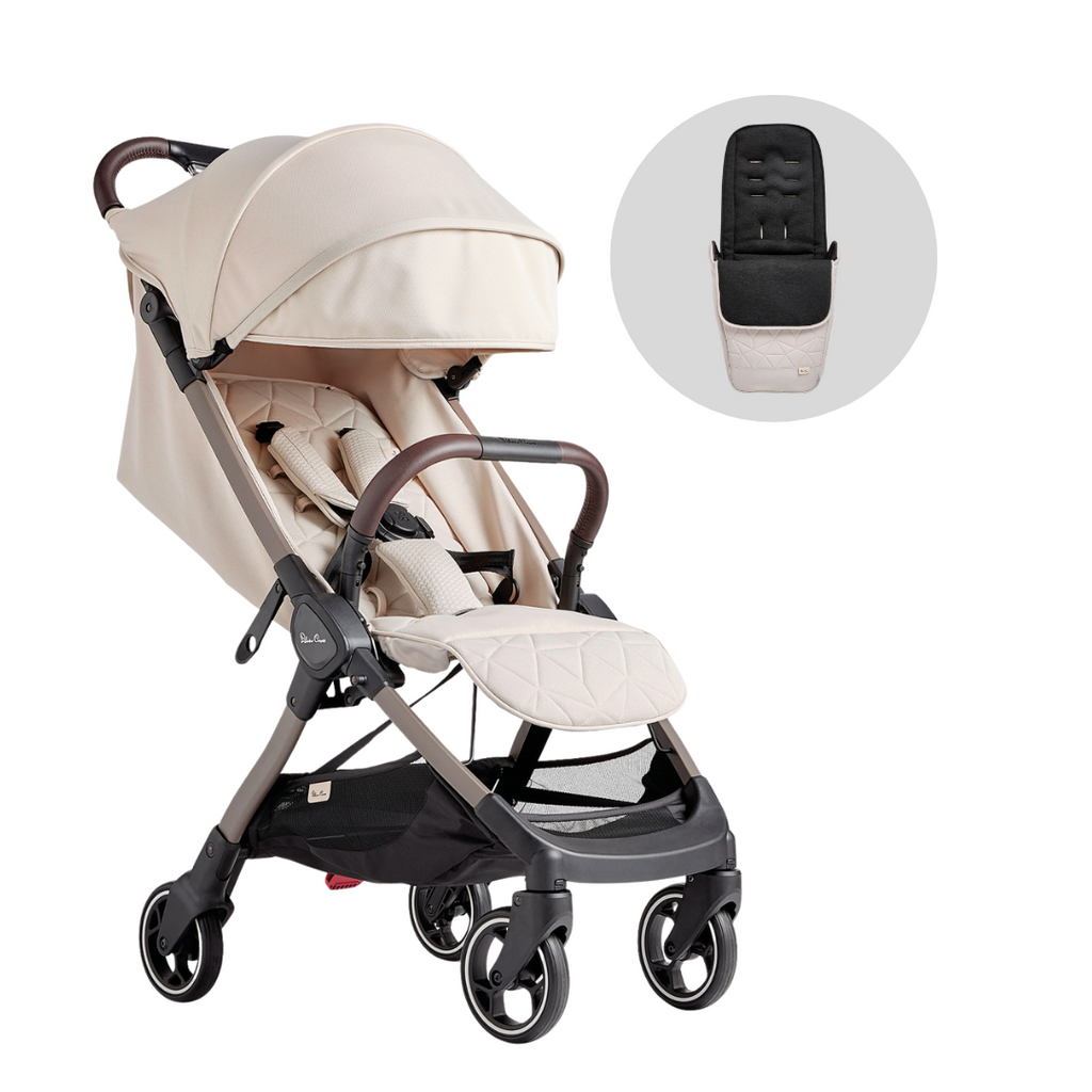 Silver Cross Clic Compact Stroller - Almond (Free Footmuff)