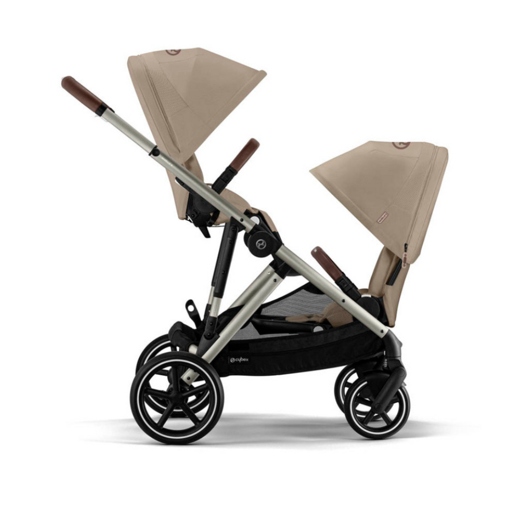 Cybex e-Gazelle S Double Pushchair - Almond Beige | Taupe