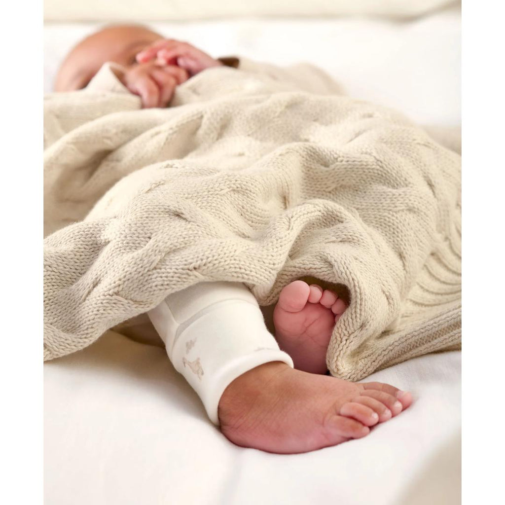 Mamas & Papas Cable Knit Blanket - Welcome to the World Duckling | Cream