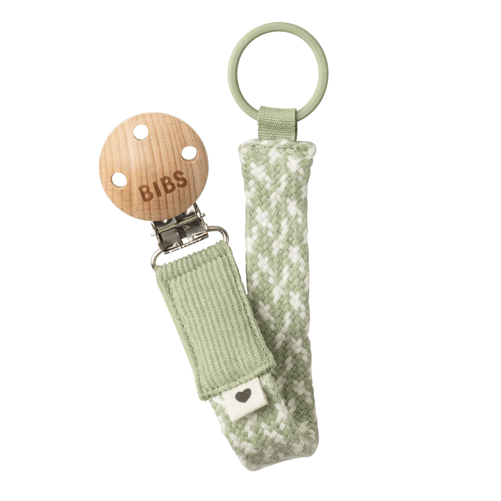 BIBS Pacifier Clip Braided | Sage/Ivory