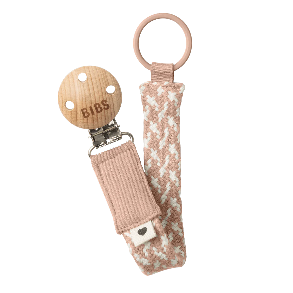 BIBS Pacifier Clip Braided | Blush/Ivory