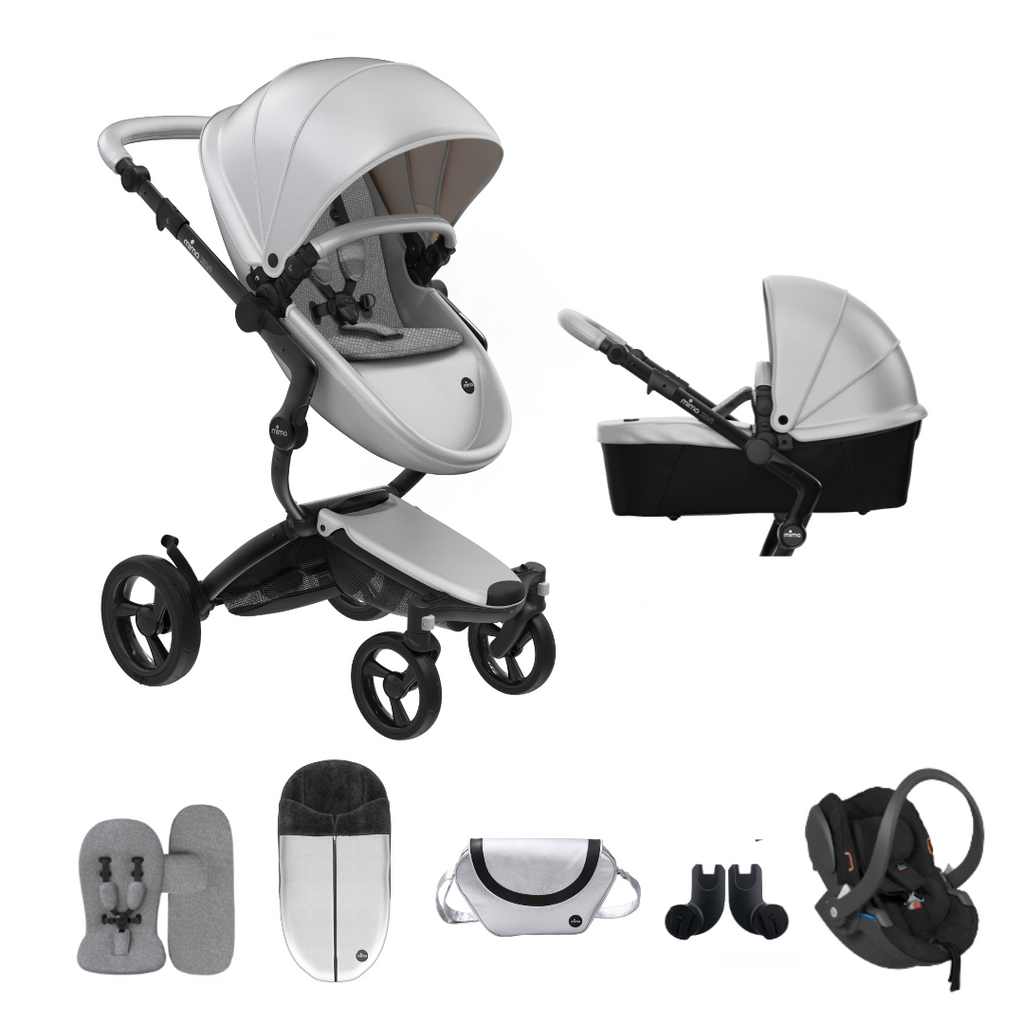 Mima Xari Pushchair & Car Seat Bundle | Argento on Black