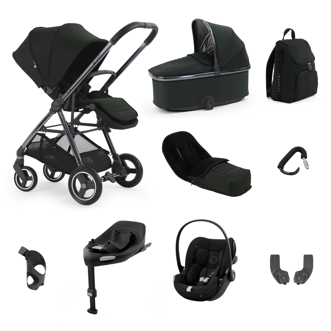 Oyster Gravity Stroller 9 Piece Cloud G Bundle Black Olive