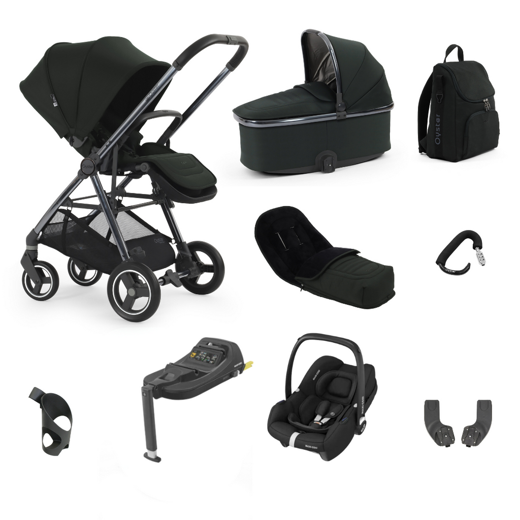 Oyster Gravity+ Stroller 9 Piece Cabriofix Bundle | Black Olive