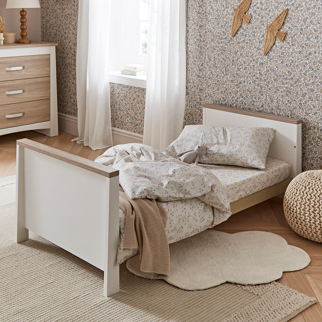 CuddleCo Ada Cot Bed - White & Ash