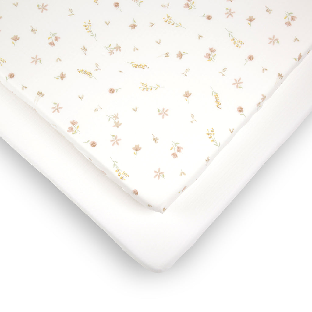 Cuddle Co Cot Bed Sheets 2pk | Cashmere Meadow - Beautiful Bambino