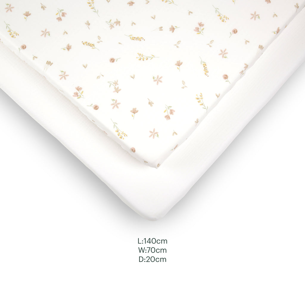Cuddle Co Cot Bed Sheets 2pk | Cashmere Meadow - Beautiful Bambino