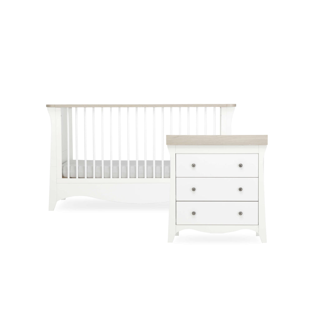 CuddleCo Clara 2 Piece Nursery Room Set - White/Driftwood Ash