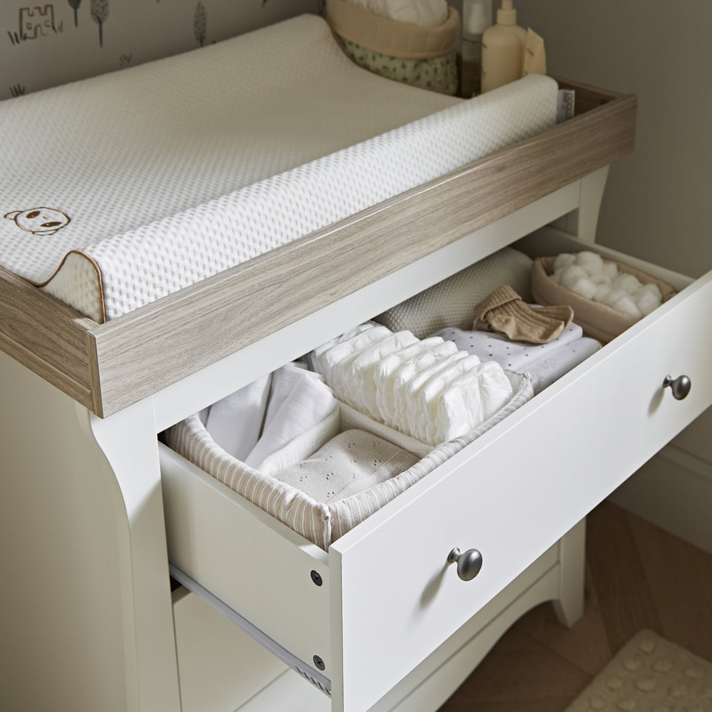 CuddleCo Clara 3 Piece Nursery Room Set - White/Driftwood Ash