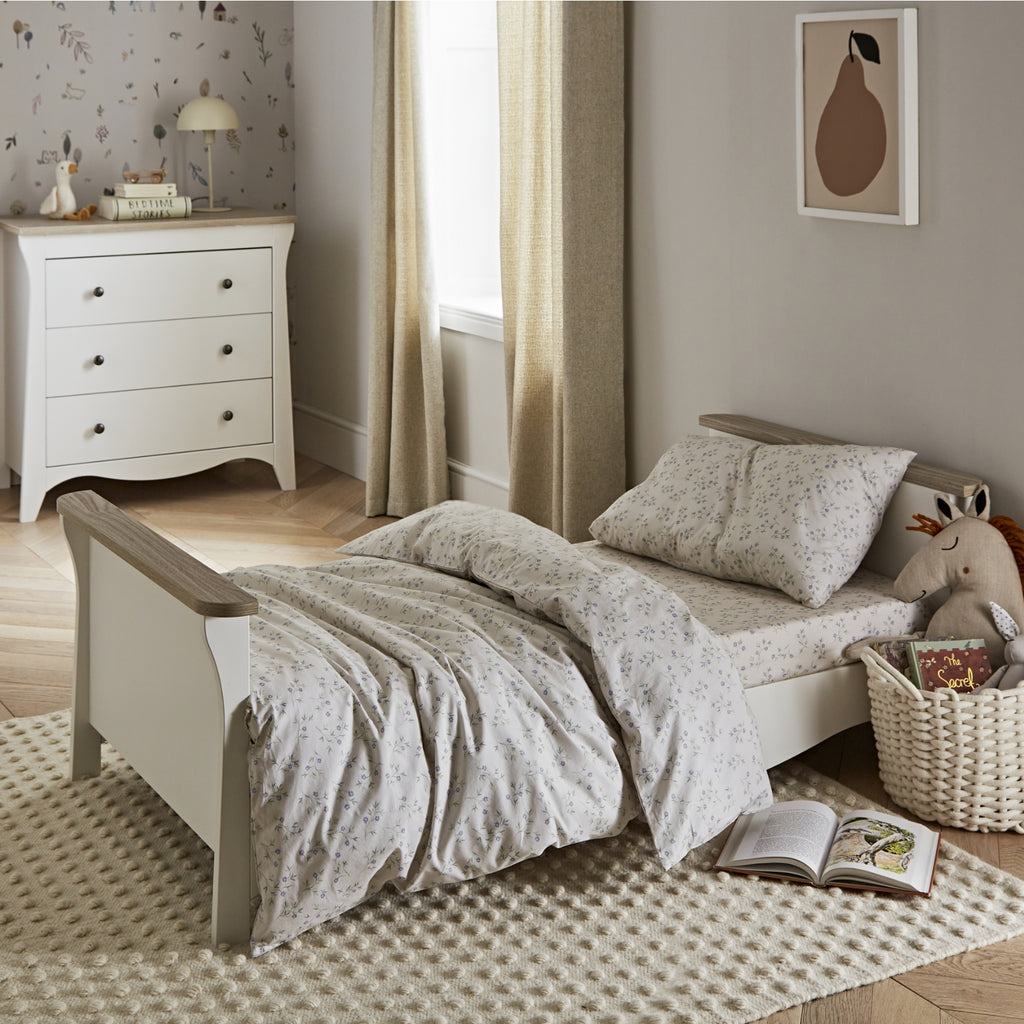 CuddleCo Clara Cot Bed - White/Driftwood Ash