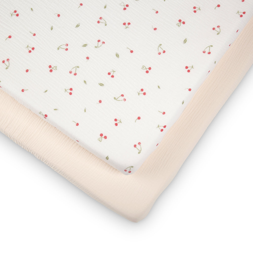 Cuddle Co Cot Bed Sheets 2pk | Ditsy Cherry - Beautiful Bambino