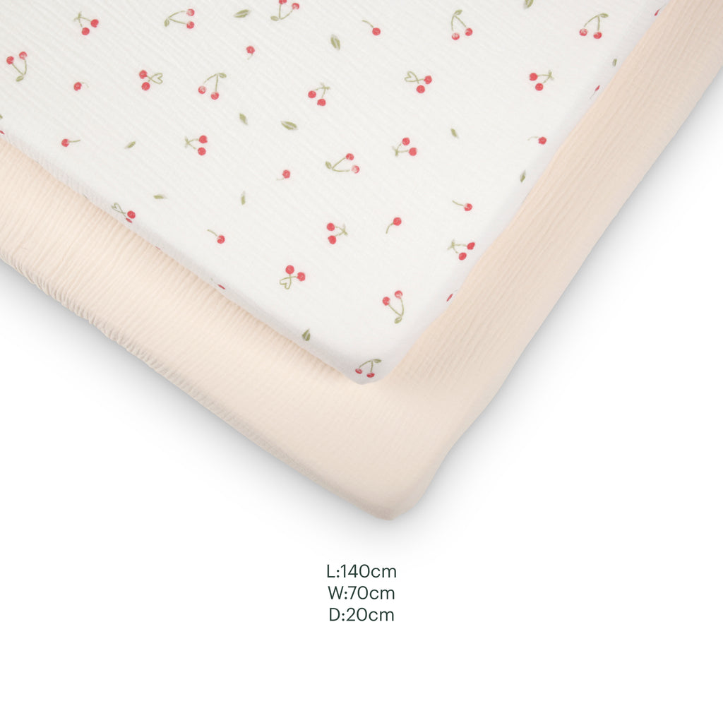 Cuddle Co Cot Bed Sheets 2pk | Ditsy Cherry - Beautiful Bambino