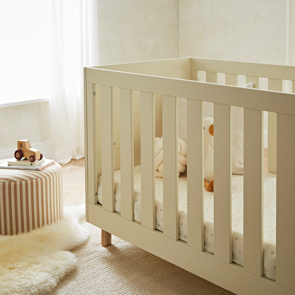 CuddleCo Harper Cot Bed | Cream & Ash