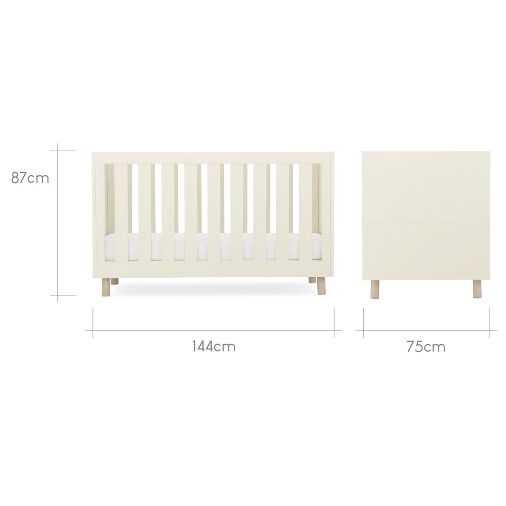 CuddleCo Harper Cot Bed | Cream & Ash