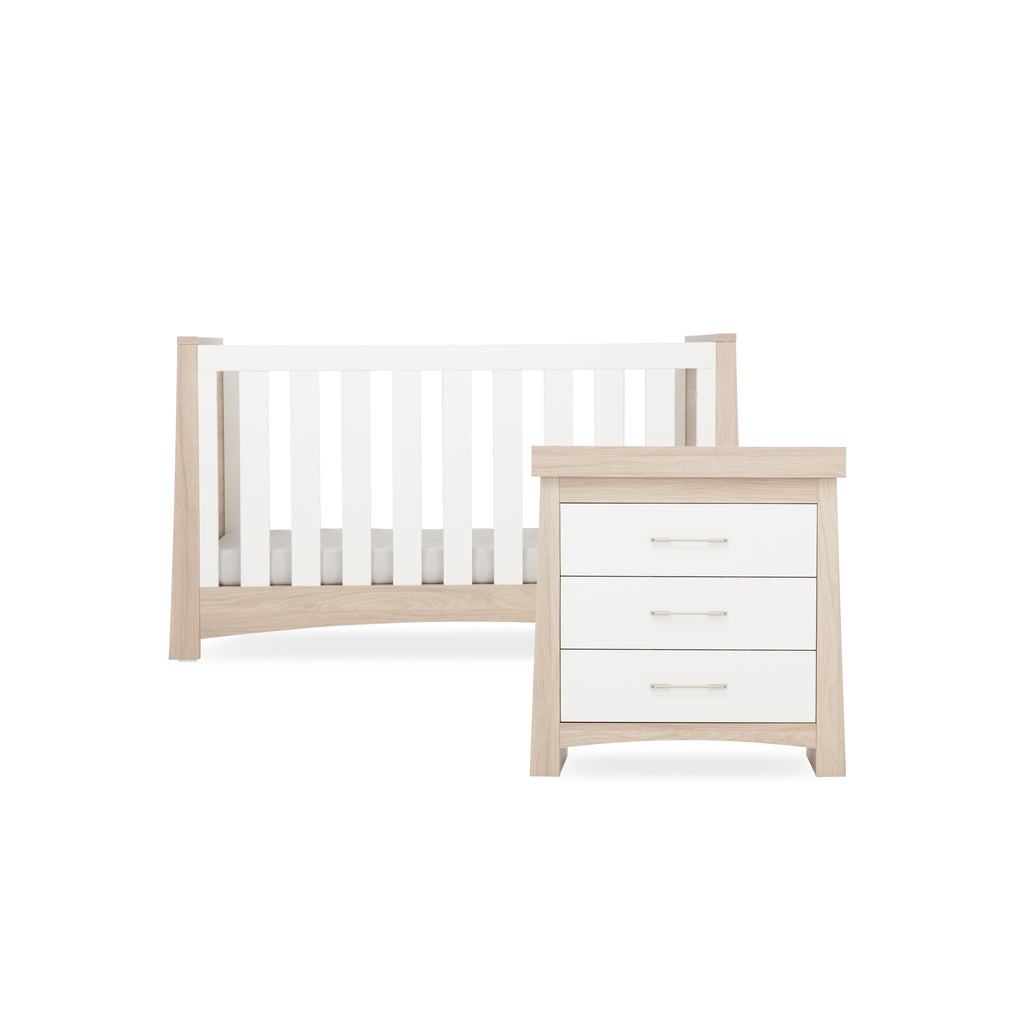 CuddleCo Lana 2 Piece Nursery Room Set | Ash - White