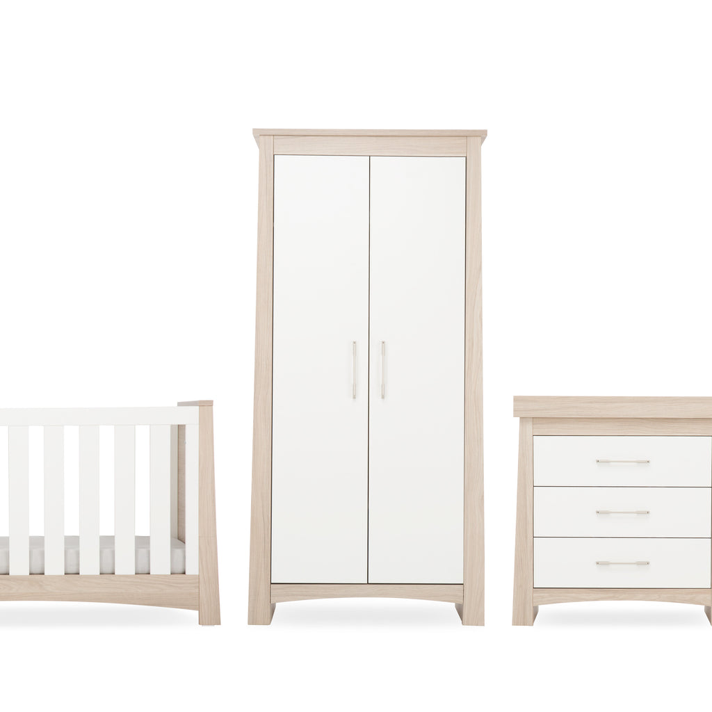 CuddleCo Lana 3 Piece Nursery Room Set | Ash - White