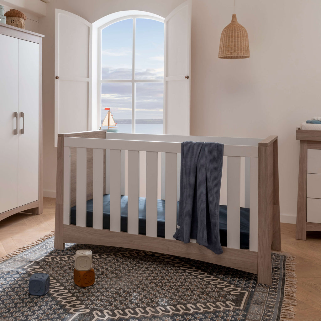 CuddleCo Lana Cot Bed | Ash & White