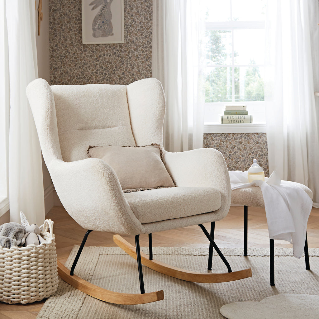 CuddleCo Marley Nursing Chair and Footstool | Teddy Off White