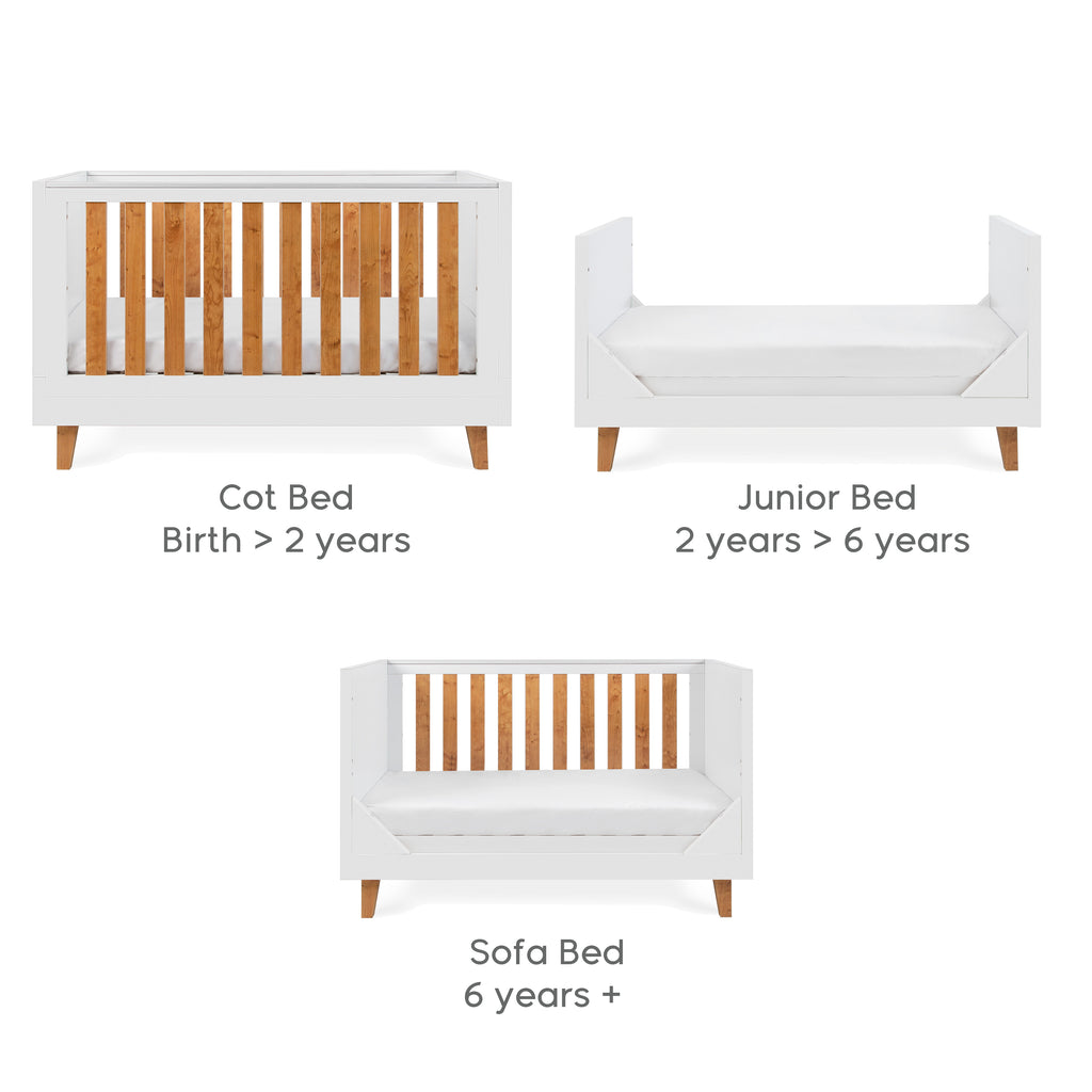 Tutti Bambini Como 3 Piece Room Set - White & Rosewood