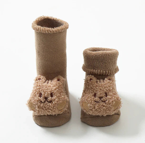 Cozy Crew Club Boucle Teddy Slipper Socks | Brown 0-12months