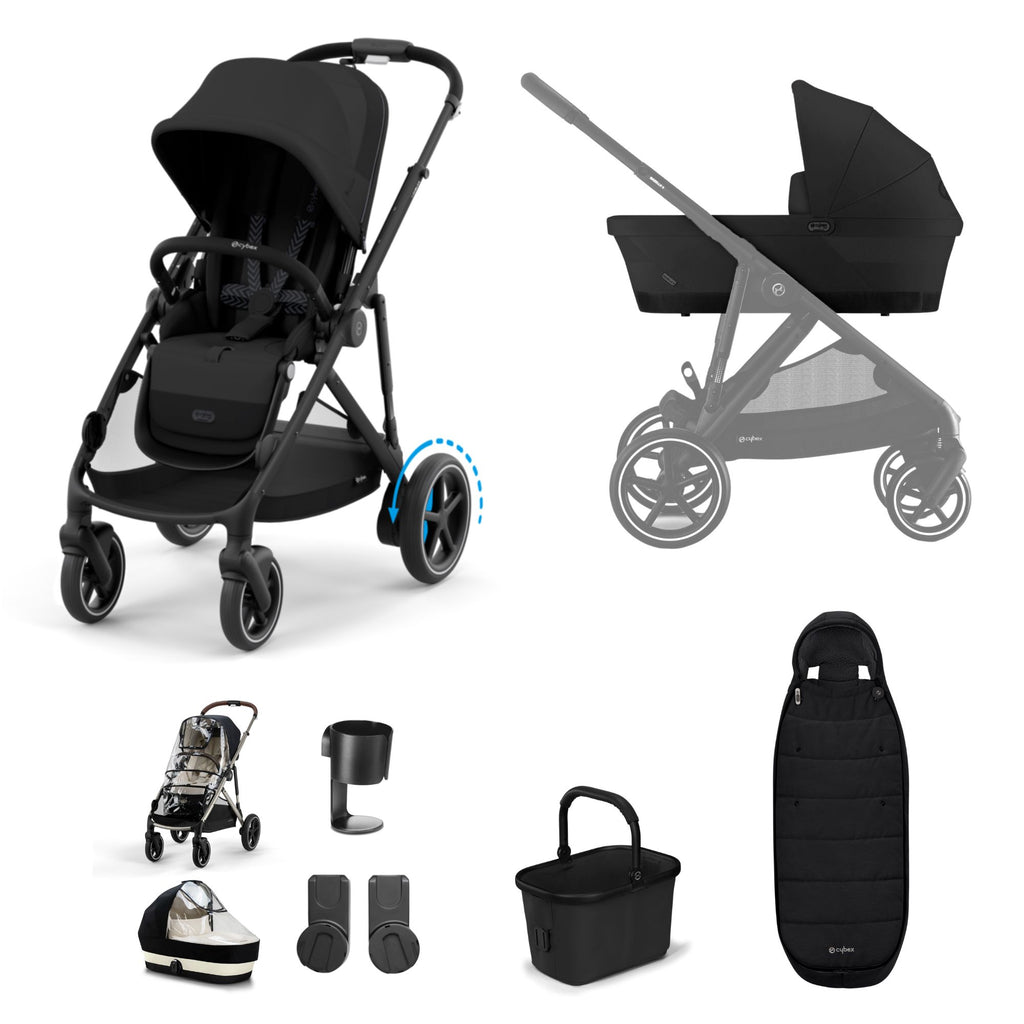 Cybex e-Gazelle S Pushchair 2024  Essentials Bundle - Black | Moon Black