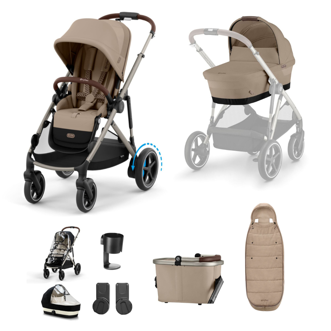 cybex 2024 release date Cybex e-Gazelle S Pushchair 2024 Essential Bundle - Taupe