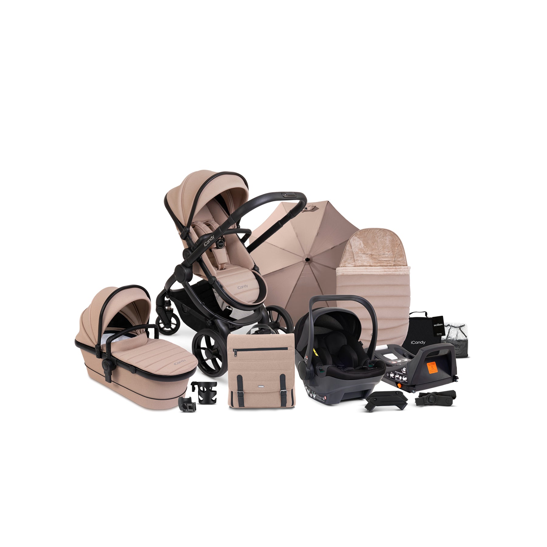 iCandy Peach Complete Car Seat Bundle Cookie Black Cocoon