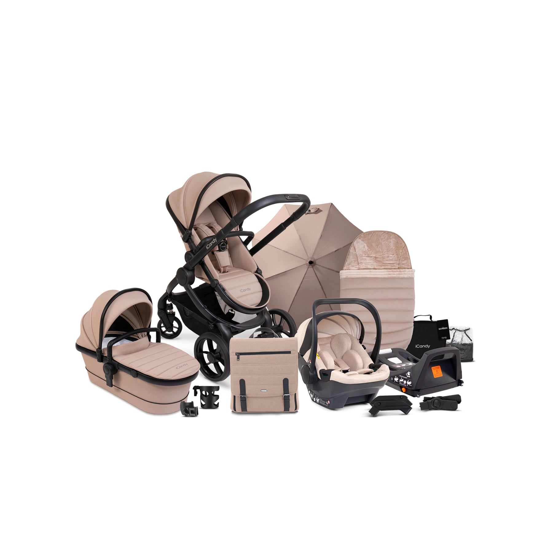 iCandy Peach Complete Car Seat Bundle Cookie Latte Cocoon