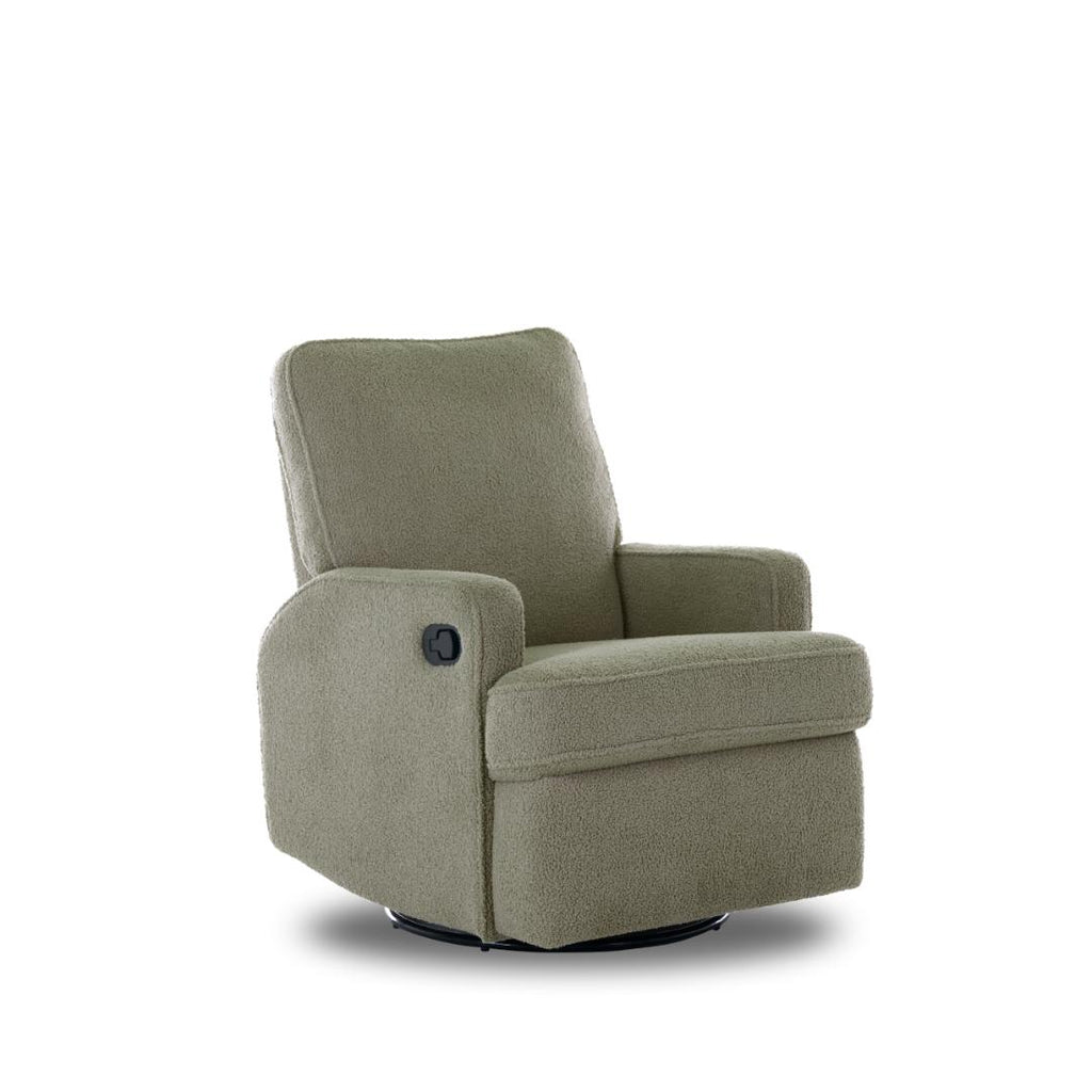 Obaby Madison Swivel Glider Recliner Chair | Teddy Fabric Olive