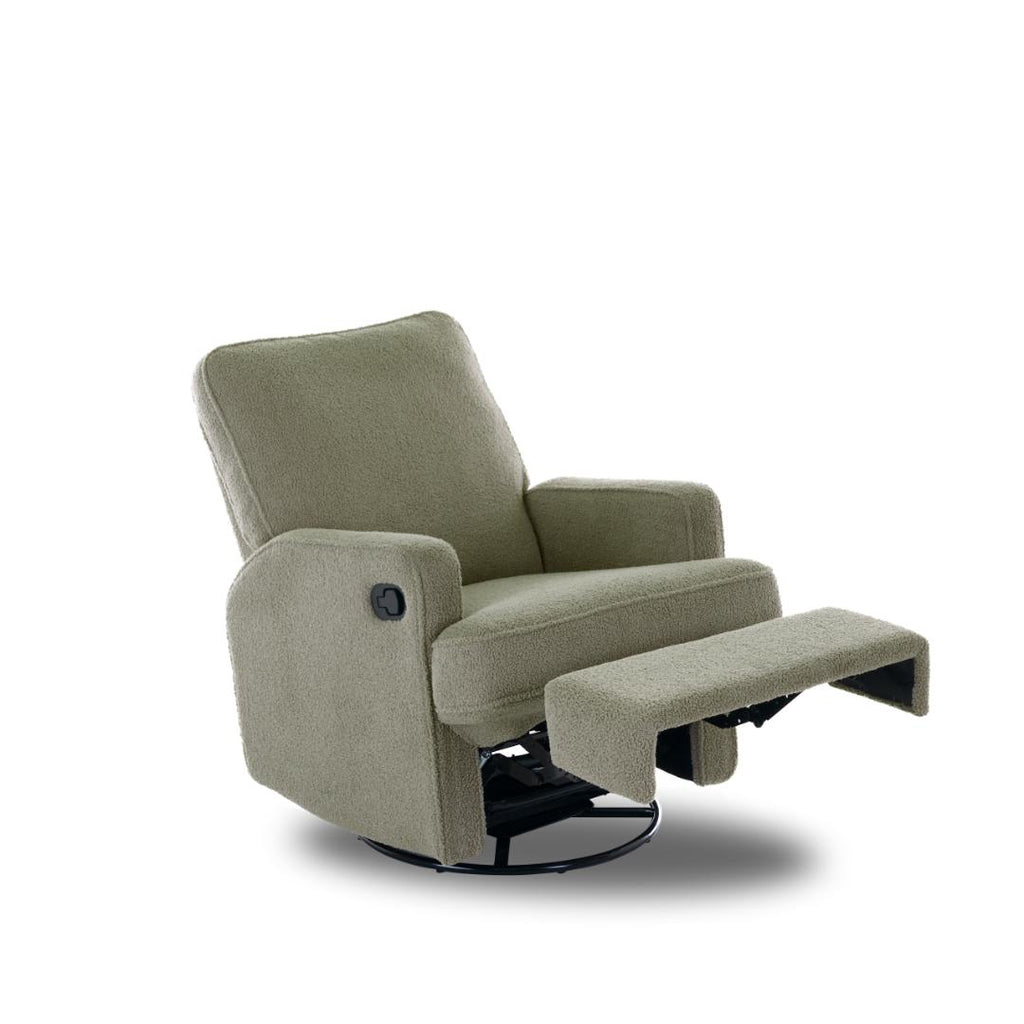 Obaby Madison Swivel Glider Recliner Chair | Teddy Fabric Olive