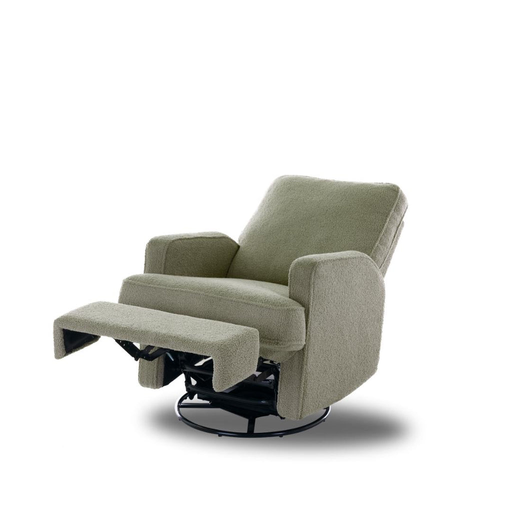 Obaby Madison Swivel Glider Recliner Chair | Teddy Fabric Olive