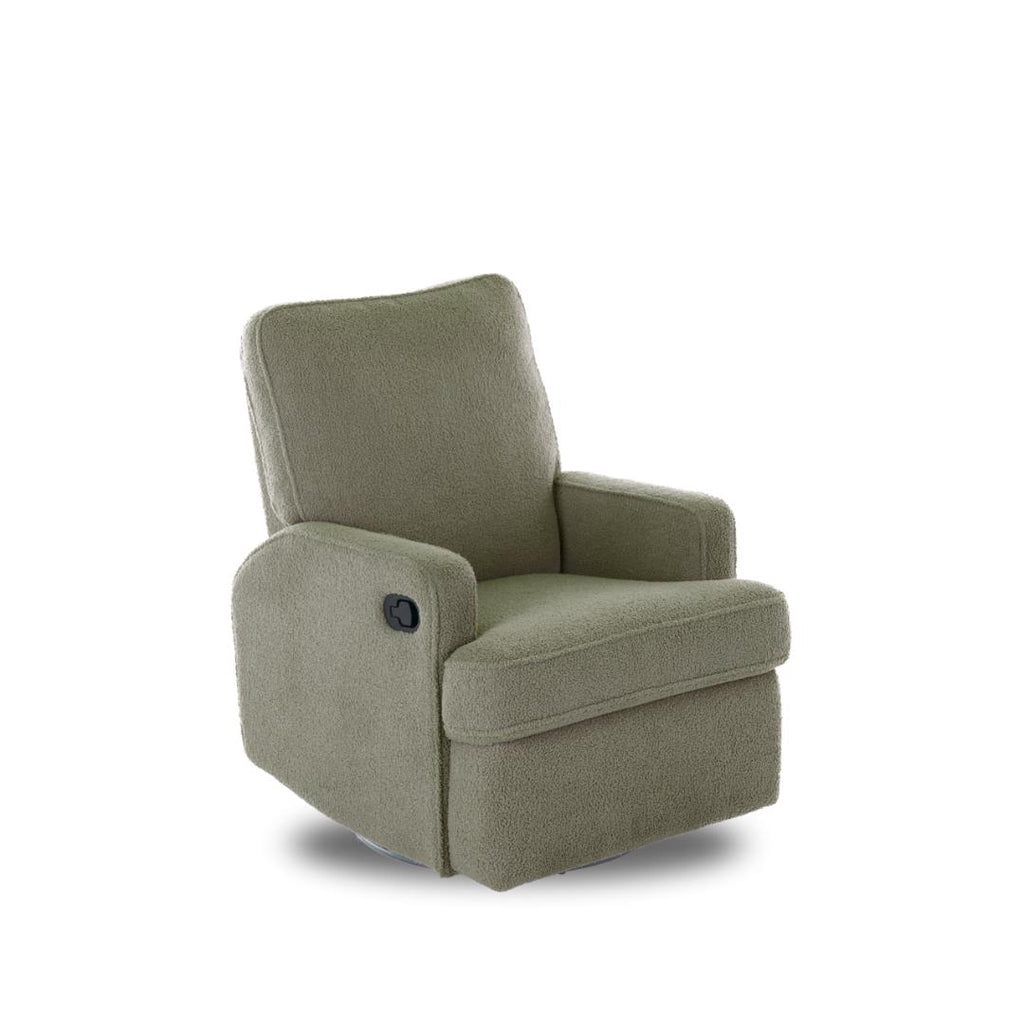 Obaby Madison Swivel Glider Recliner Chair | Teddy Fabric Olive