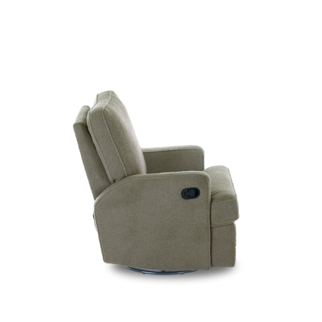 Obaby Madison Swivel Glider Recliner Chair | Teddy Fabric Olive