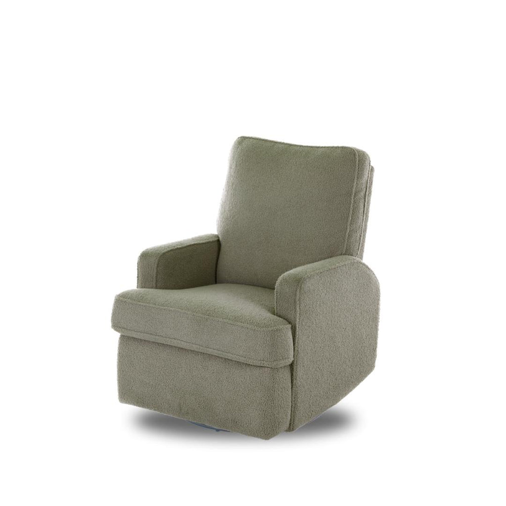 Obaby Madison Swivel Glider Recliner Chair | Teddy Fabric Olive