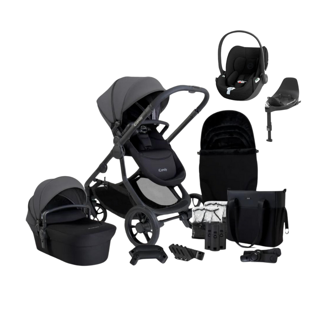 iCandy Orange 4 Pushchair & Cybex Cloud T Bundle | Fossil on Black