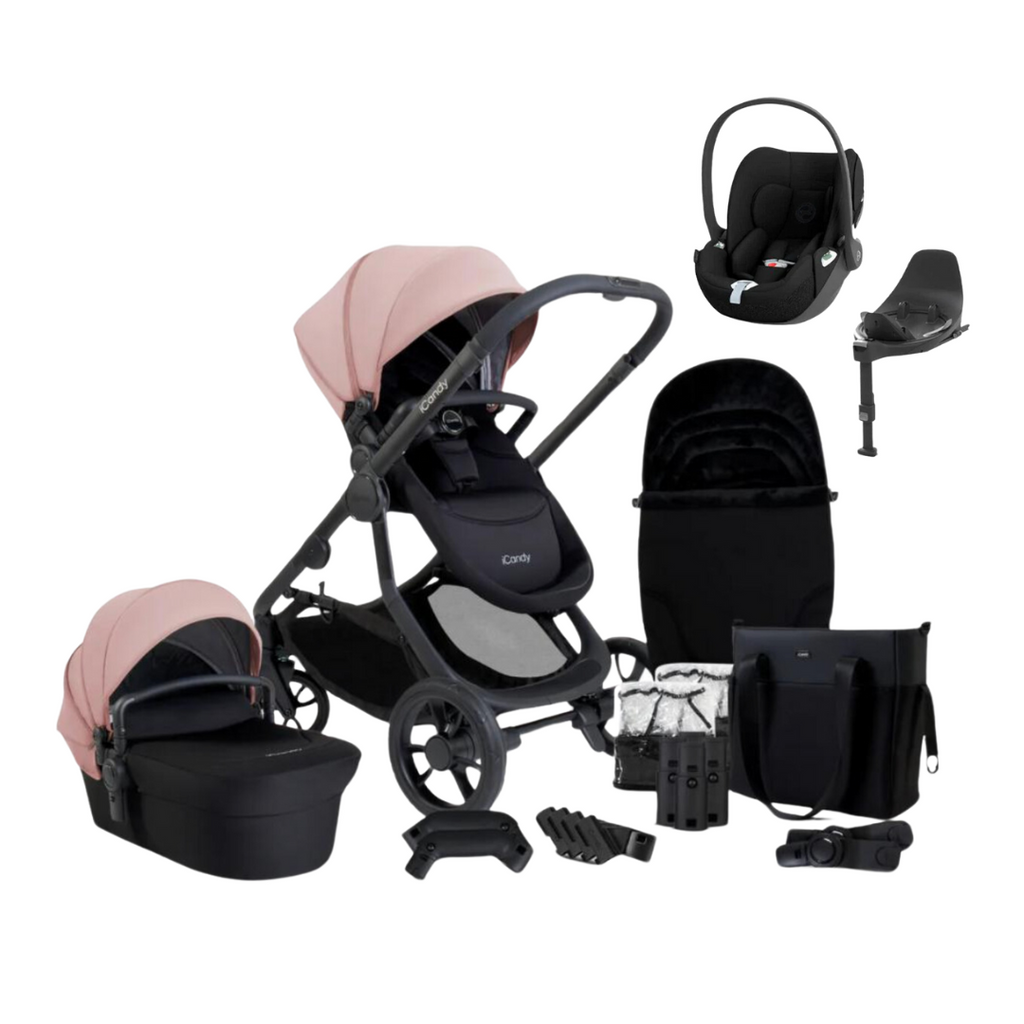 iCandy Orange 4 Pushchair & Cybex Cloud T Bundle | Rose on Black