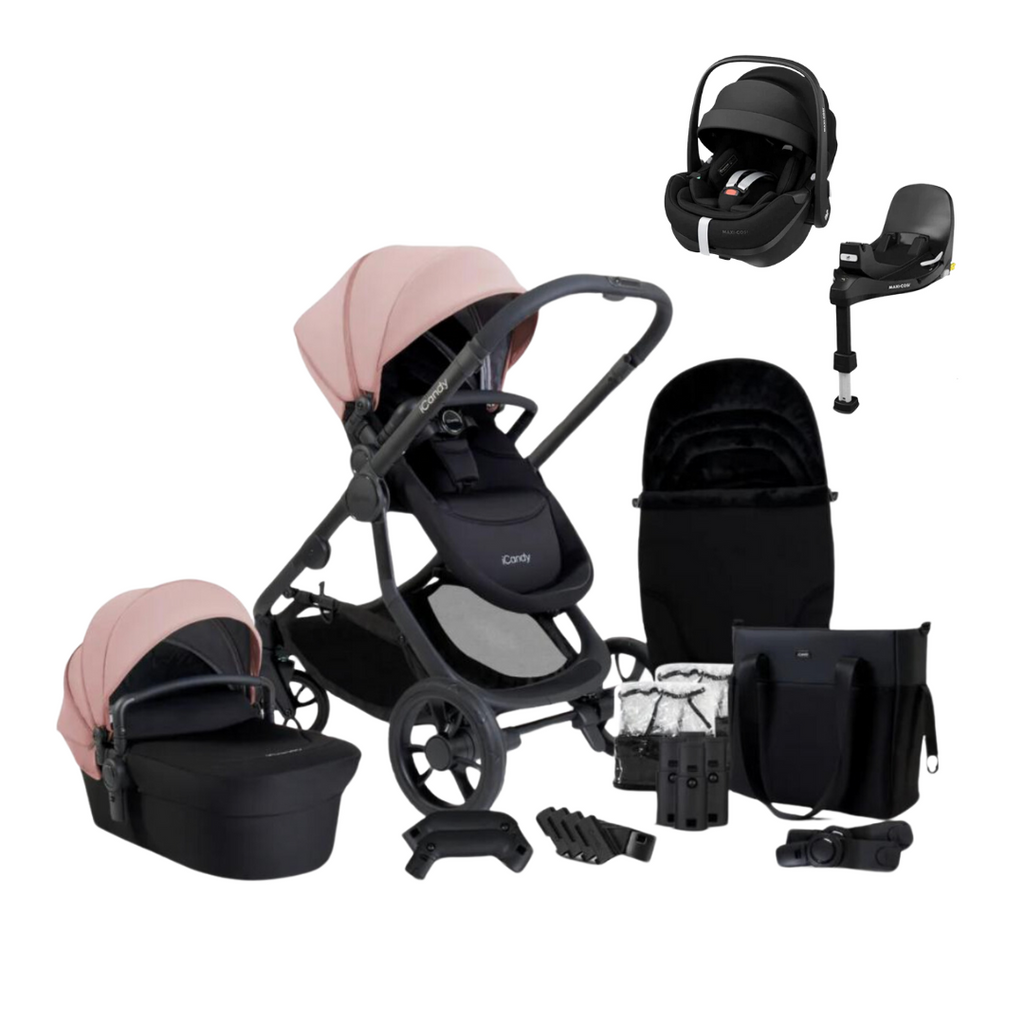 iCandy Orange 4 Pushchair & Maxi Cosi Pebble 360 Pro Bundle | Rose on Black