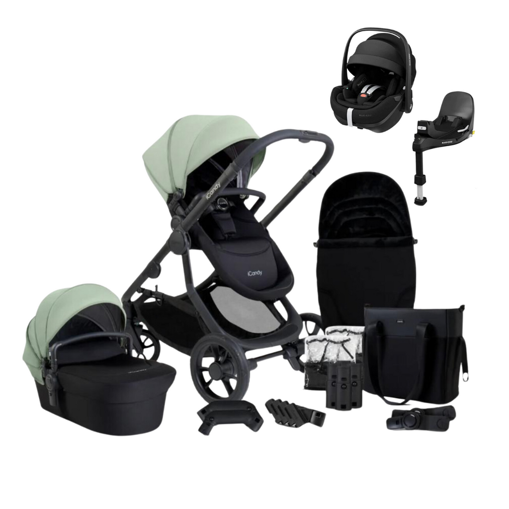 iCandy Orange 4 Pushchair & Maxi Cosi Pebble 360 Pro Bundle | Pistachio on Black