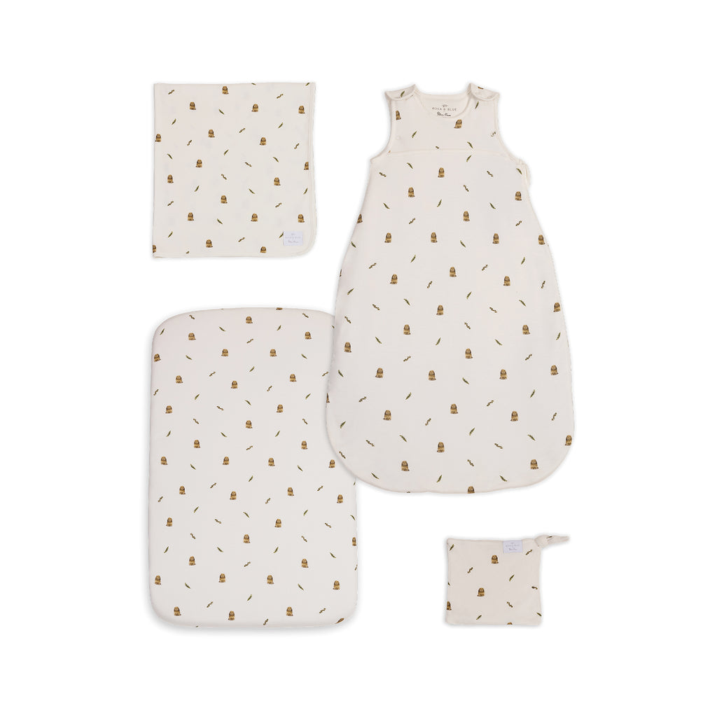 Silver Cross x Rosa and Blue Cot Bed Starter Bedding Set | Bunny Print